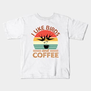 Funny Birds Coffee Design For Men Women Bird Lover Coffee Kids T-Shirt